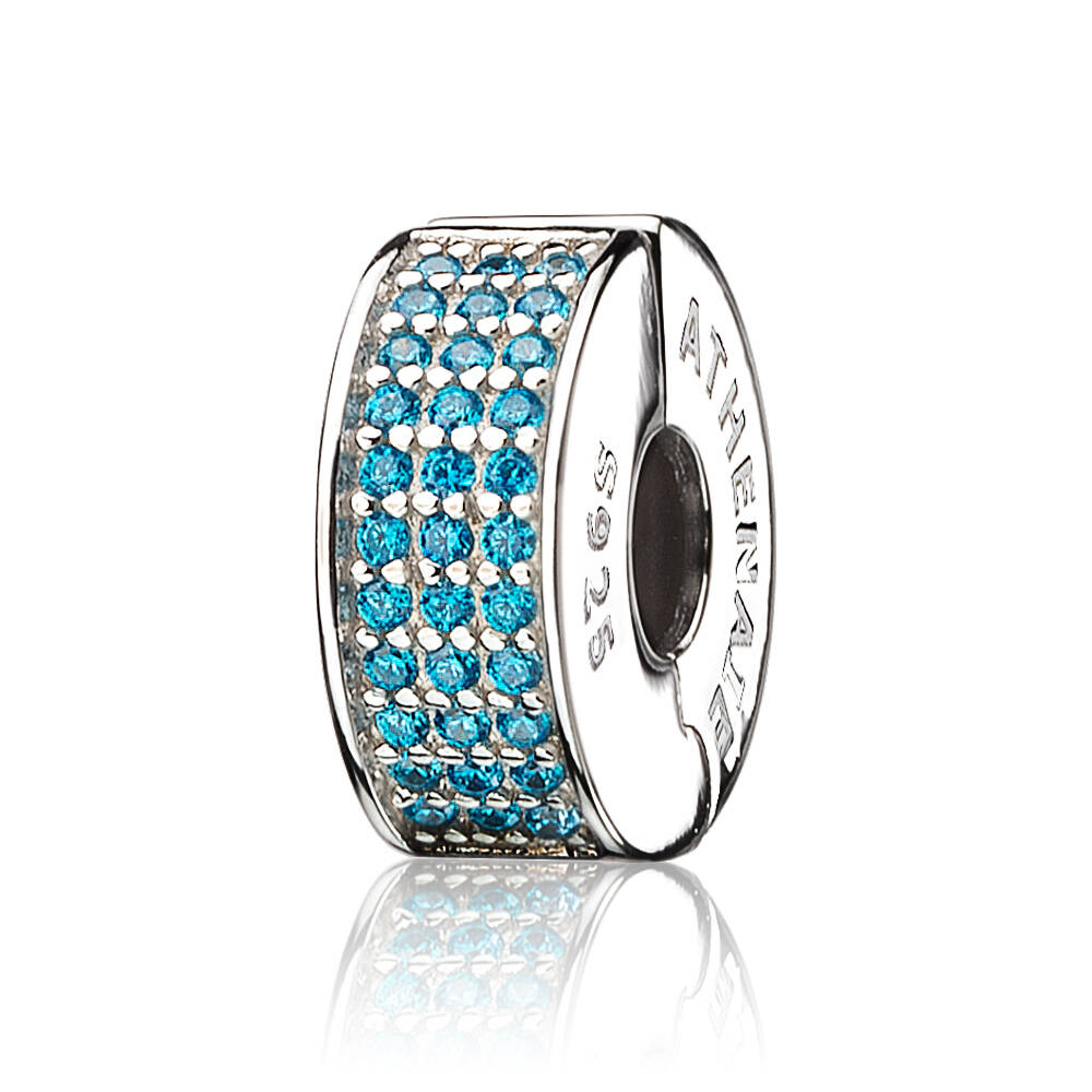 Pave CZ Enamel Clip Spacer (Blue）