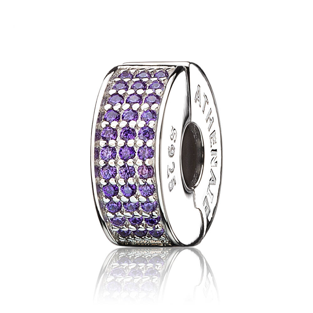 Pave CZ Enamel Clip Spacer (Puple）