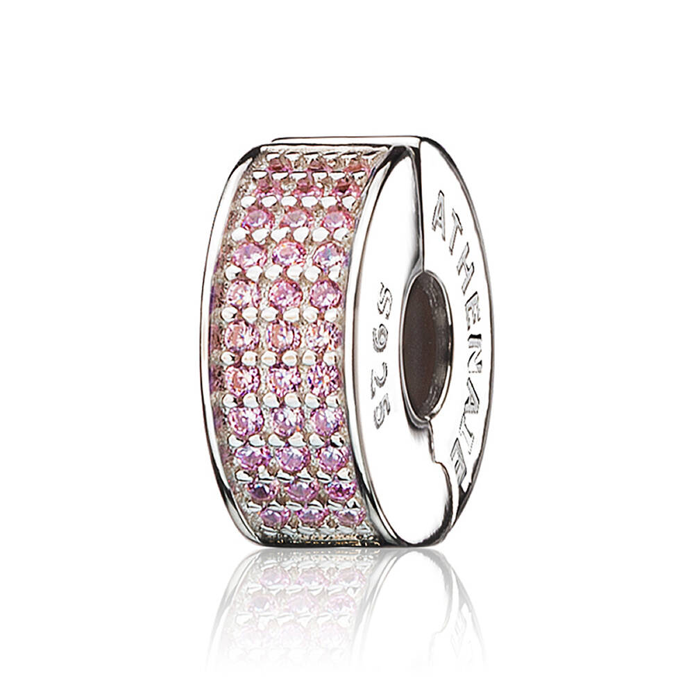 Pave CZ Enamel Clip Spacer (Pink）