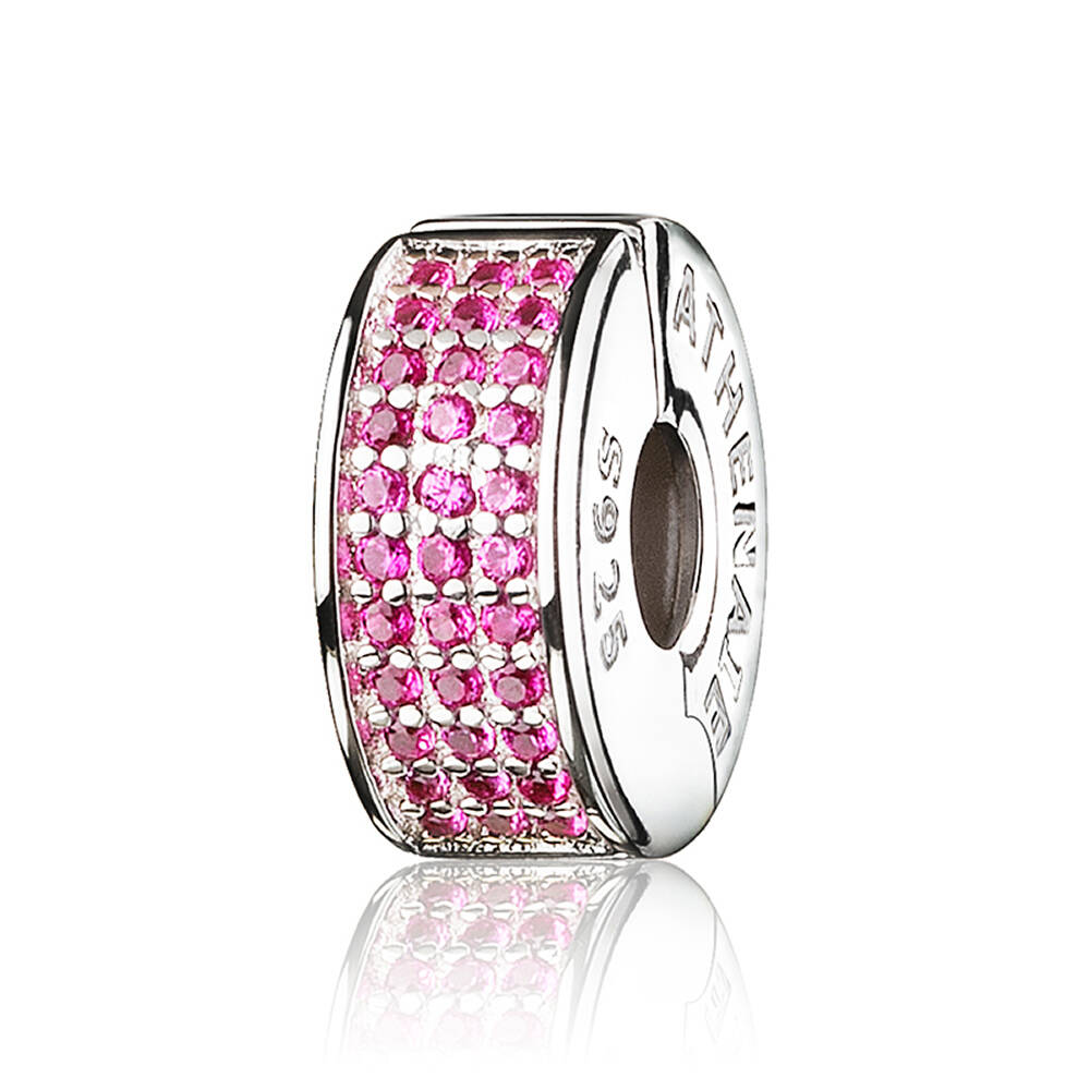 Pave CZ Enamel Clip Spacer (Red）