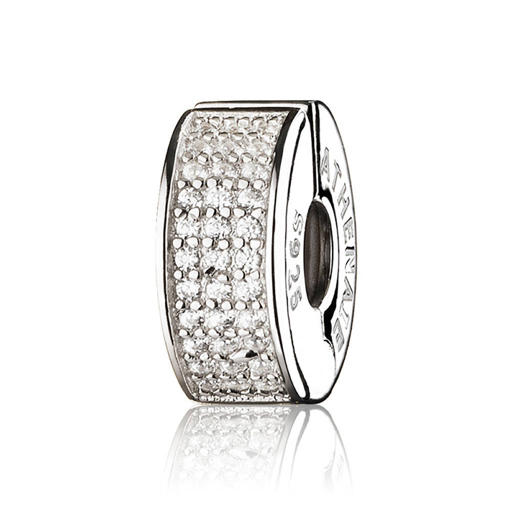 Pave CZ Enamel Clip Spacer (White）