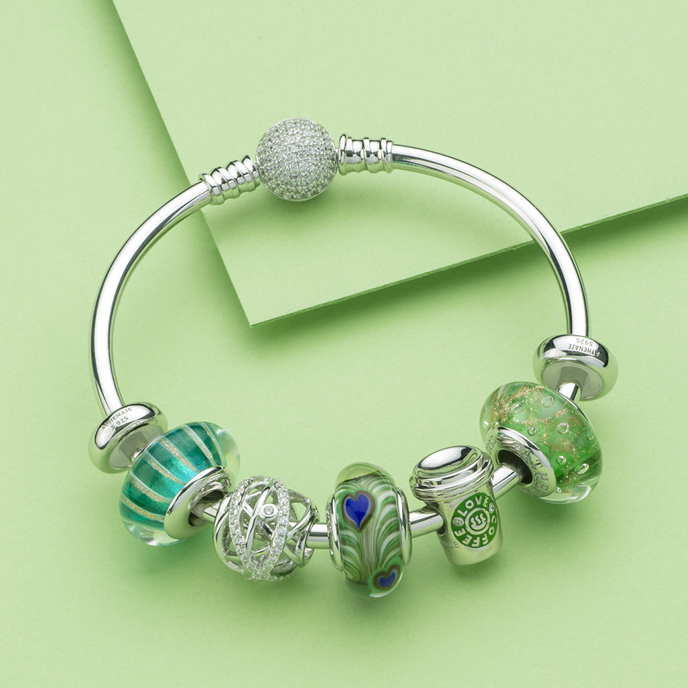 Coffee Love enamel charm bead paired with European-style bracelet.