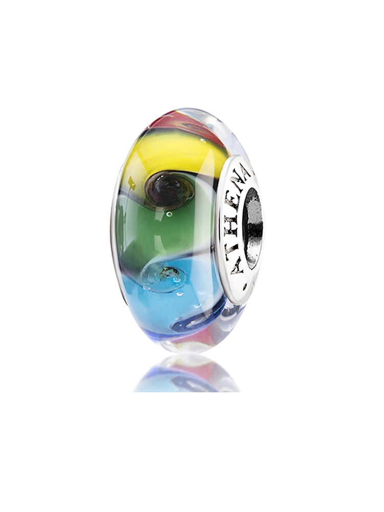 Color whirl murano glass charm with 925 sterling silver core by ATHENAIE