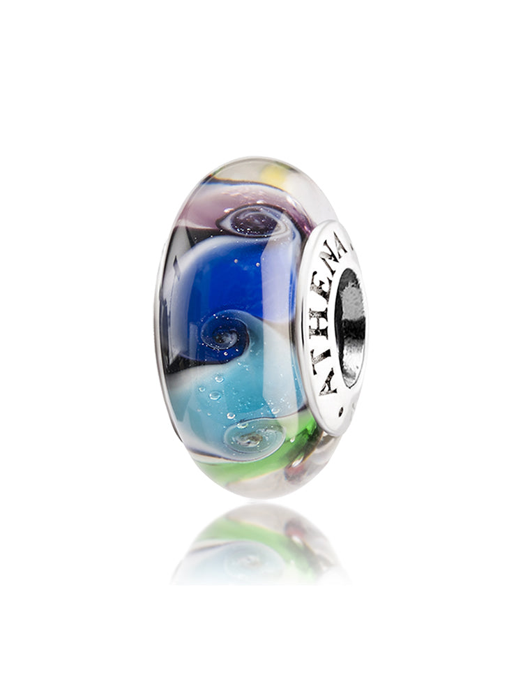 Color whirl murano glass charm handcrafted Murano glass bead for charm bracelet
