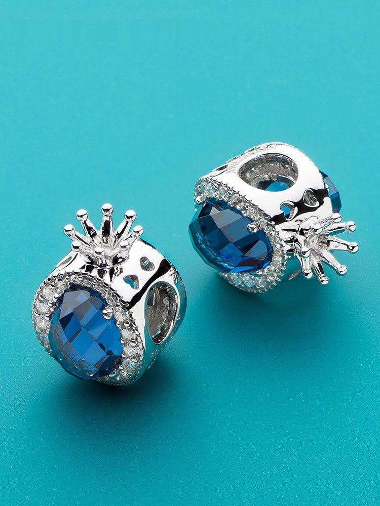 Crown jewel charm bead styled on bracelet by ATHENAIE