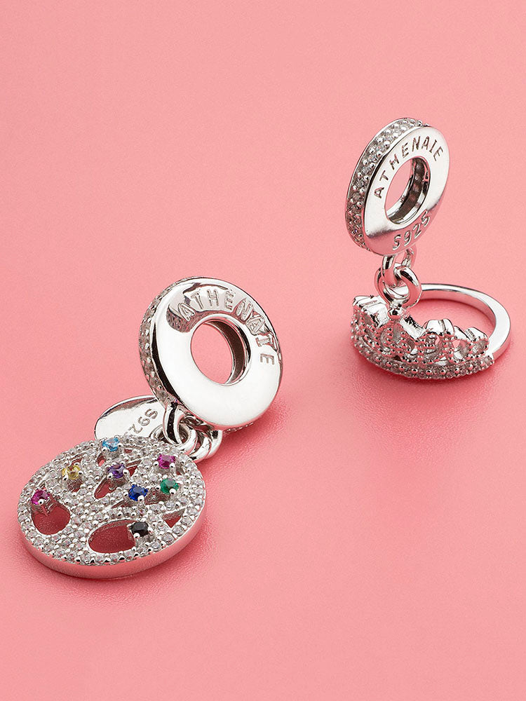 Crown CZ pendant charm styled on European charm bracelet