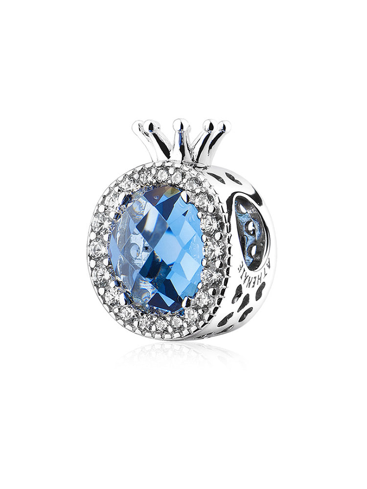 Crown jewel charm bead side view in 925 sterling silver by ATHENAIE