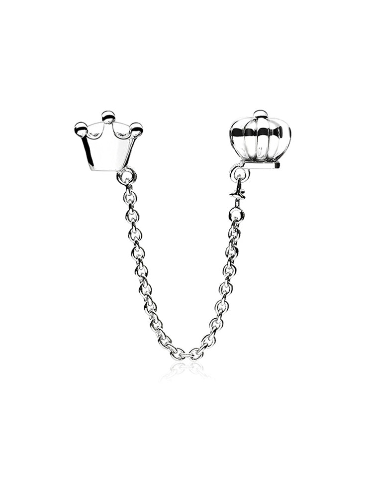 925 sterling silver crown safety chain charm