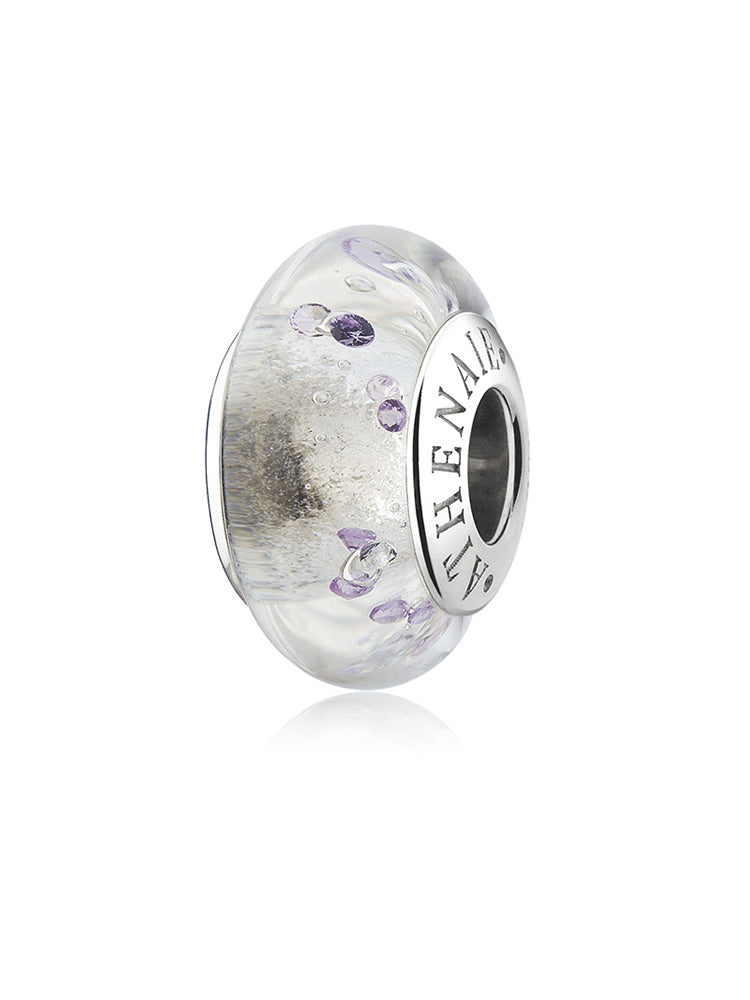 Crystal Aurora Murano glass charm bead with 925 silver core by ATHENAIE