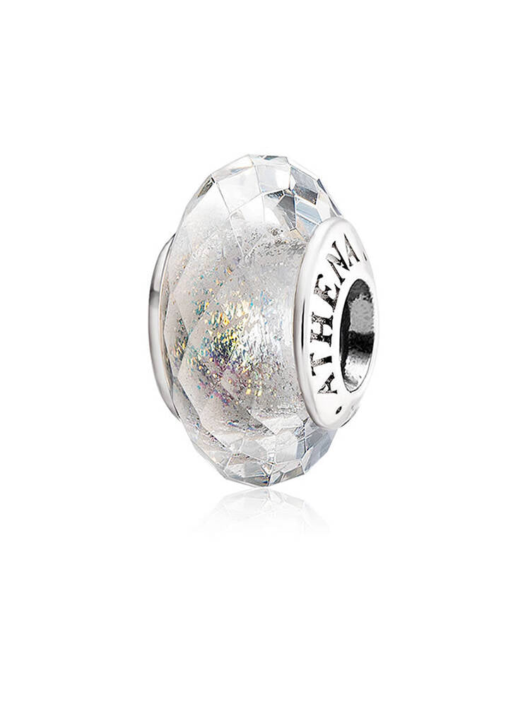 Crystal Aurora Murano glass charm bead front view for charm bracelets