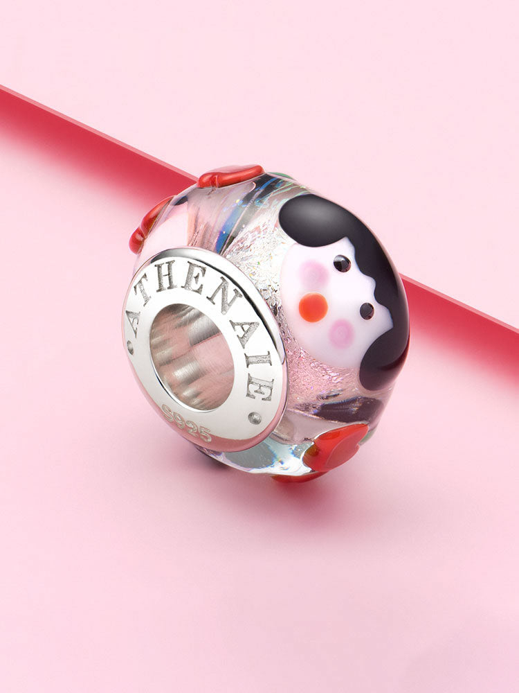 Cute girl murano glass charm styled on bracelet