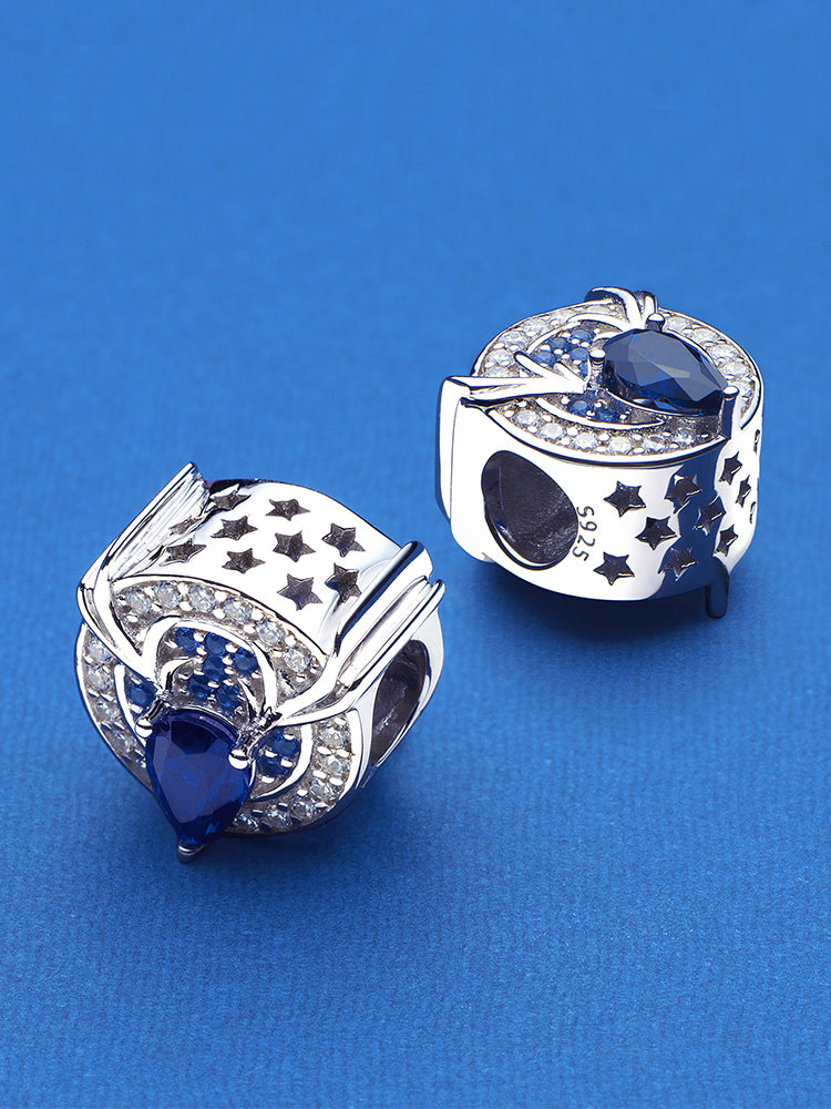 Sapphire deer Christmas charm styled on charm bracelet