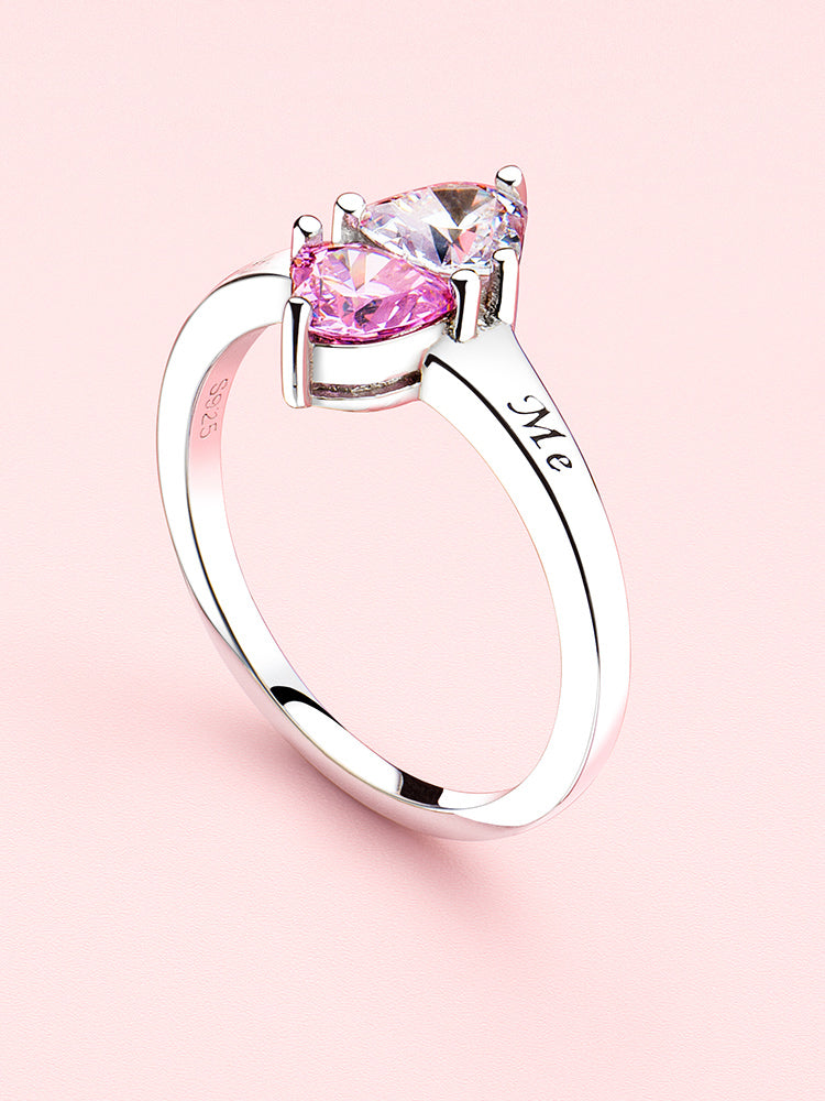 Sterling silver double heart ring styling scene