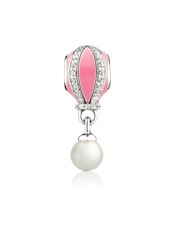 Dream balloon enamel 925 sterling silver dangle charm front view