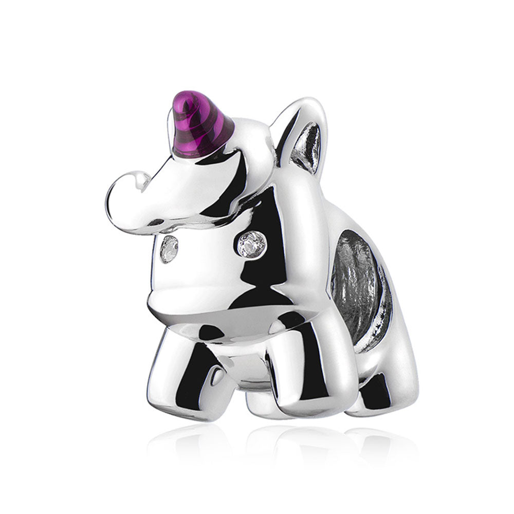 Dream Unicorn charm in 925 silver with enamel – front view on white background