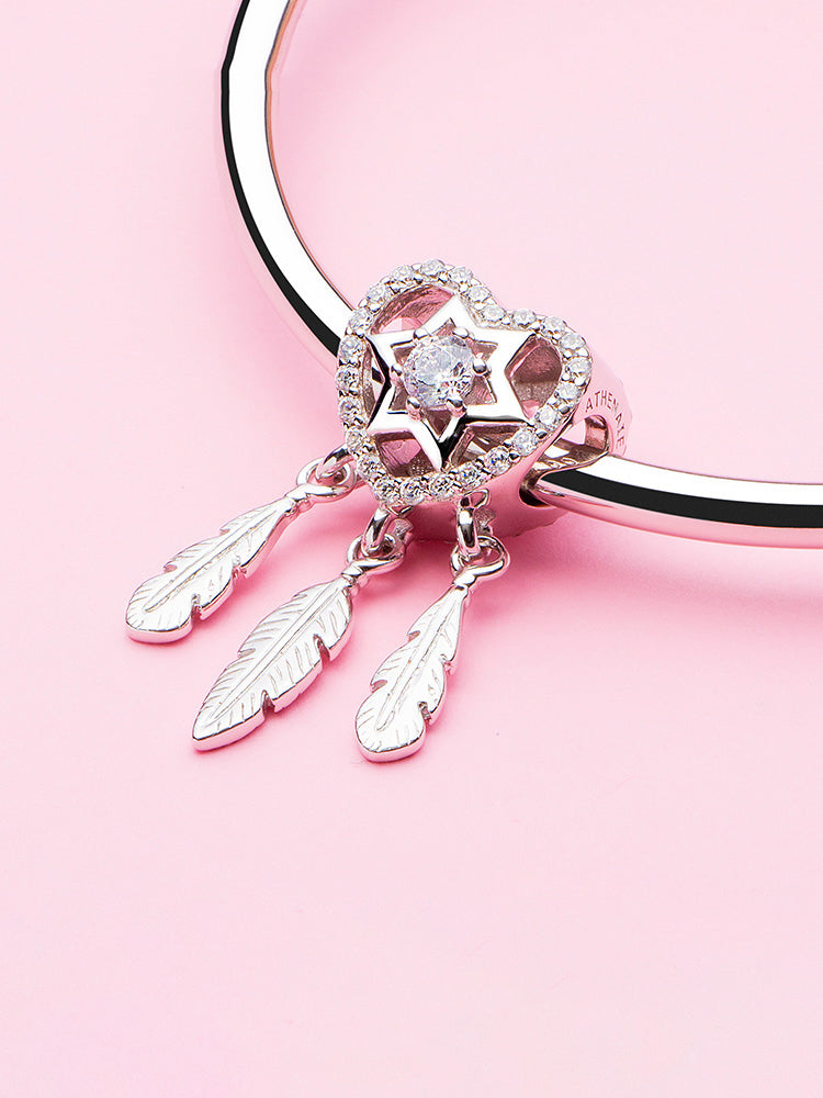 Dreamcatcher charm bead styled on charm bracelet