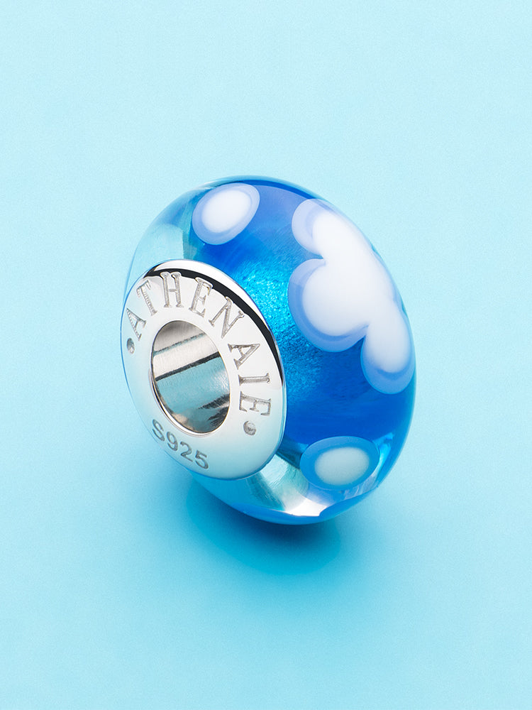Dreamy Sky Murano glass bead styled on a European charm bracelet