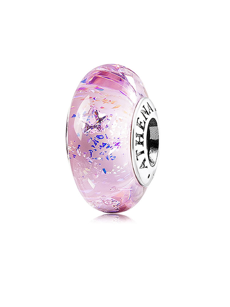 Dreamy star Murano glass charm bead front view by ATHENAIE