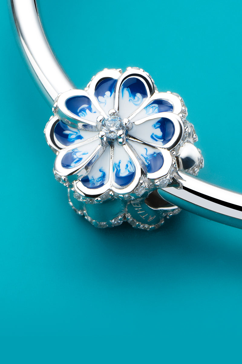 Azure Bloom Enamel 925 Sterling Silver Charm