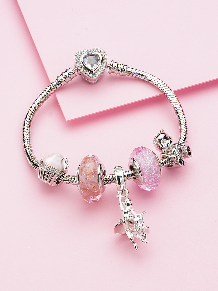 Cupcake charm styled on European-style charm bracelet