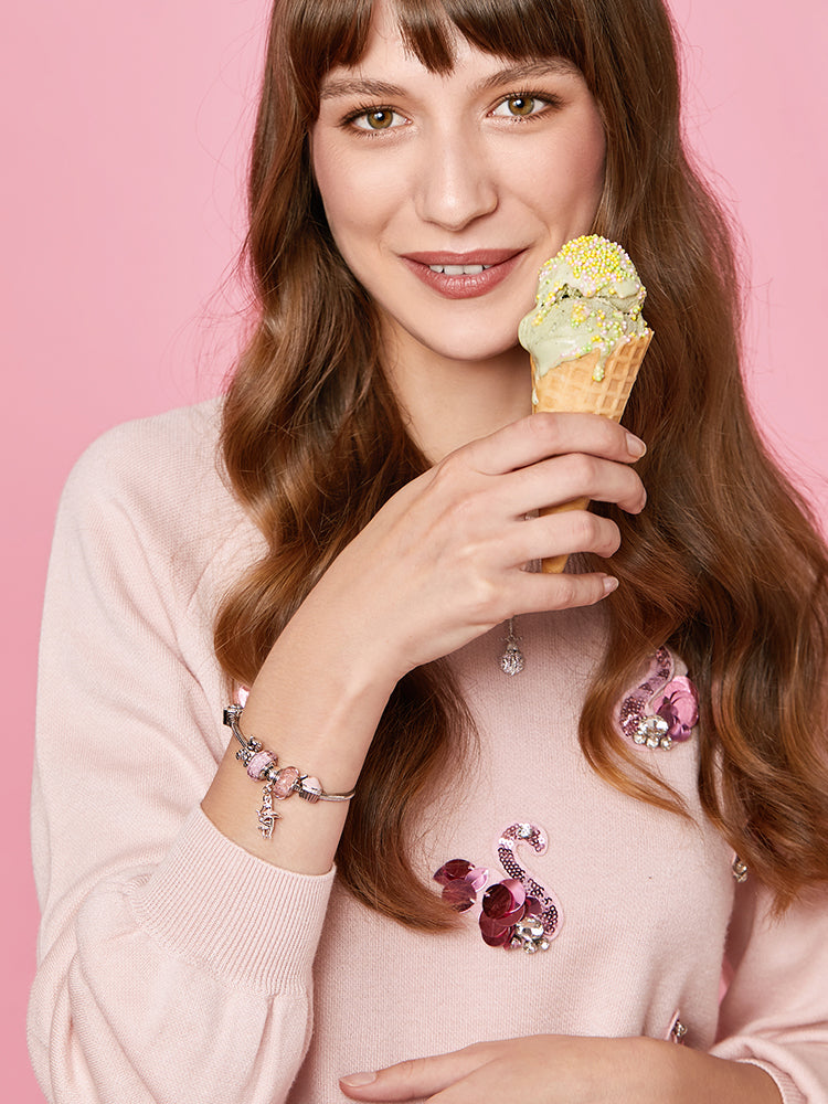 Dessert-inspired cupcake charm bead for bracelet styling
