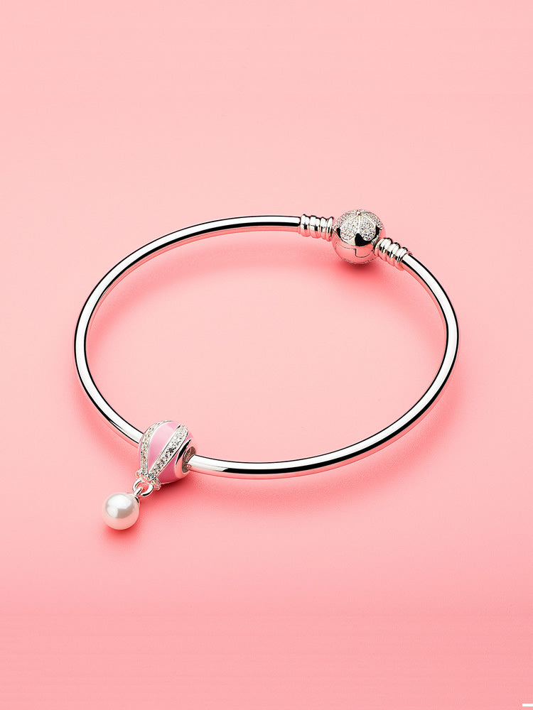 Enamel balloon sterling silver dangle charm on bracelet