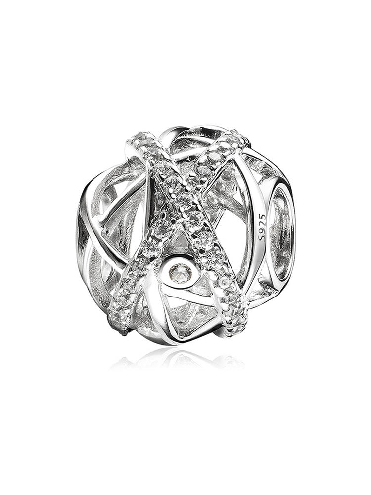 Eternal Bond CZ charm bead in 925 sterling silver by ATHENAIE