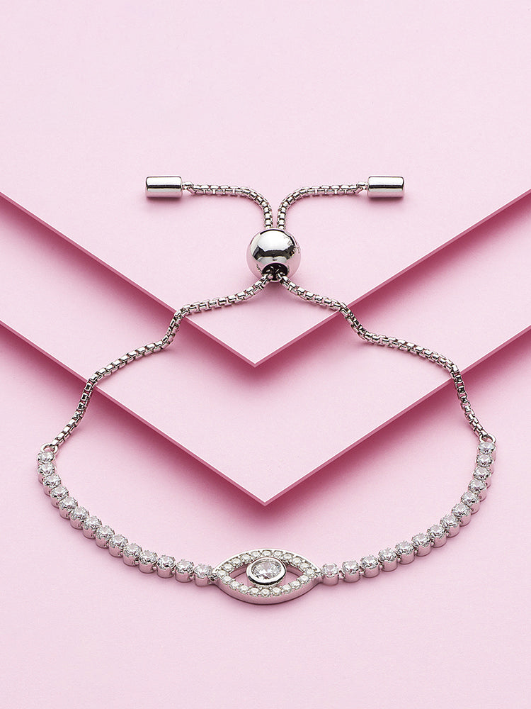 Sterling silver evil eye CZ adjustable bracelet styling