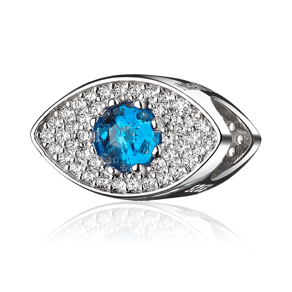 Evil Eye charm in 925 sterling silver with CZ stones – front product view