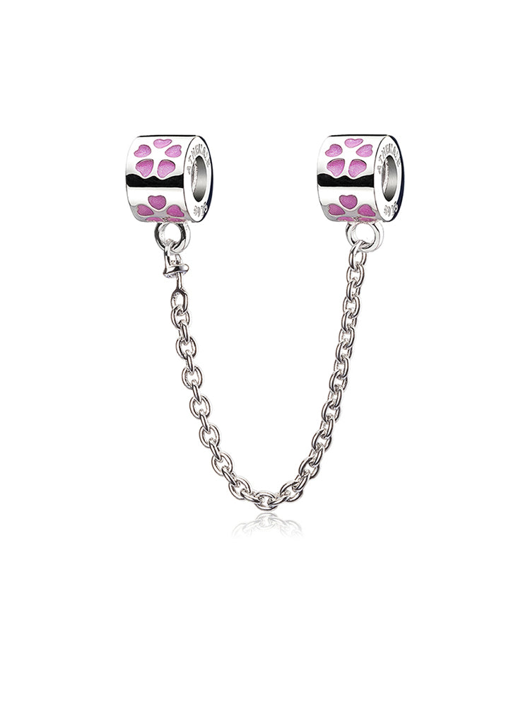 Flower safety chain charm in 925 sterling silver by ATHENAIE