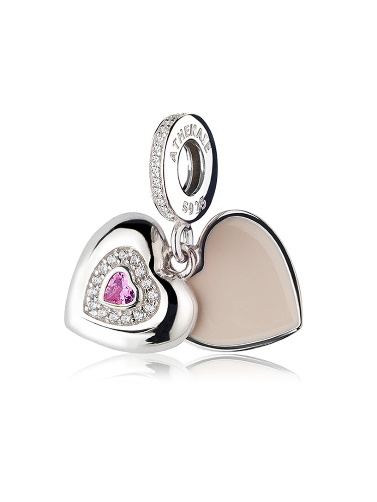 Forever Her Heart mother pendant charm in sterling silver open front view