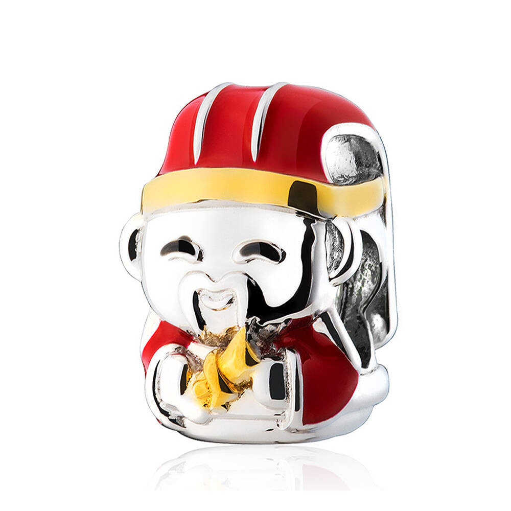 Fortune God charm bead displayed in a festive Chinese New Year jewelry scene