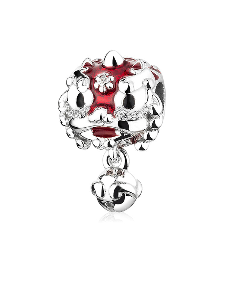 Fortune lion charm bead sterling silver guardian lion jewelry by ATHENAIE