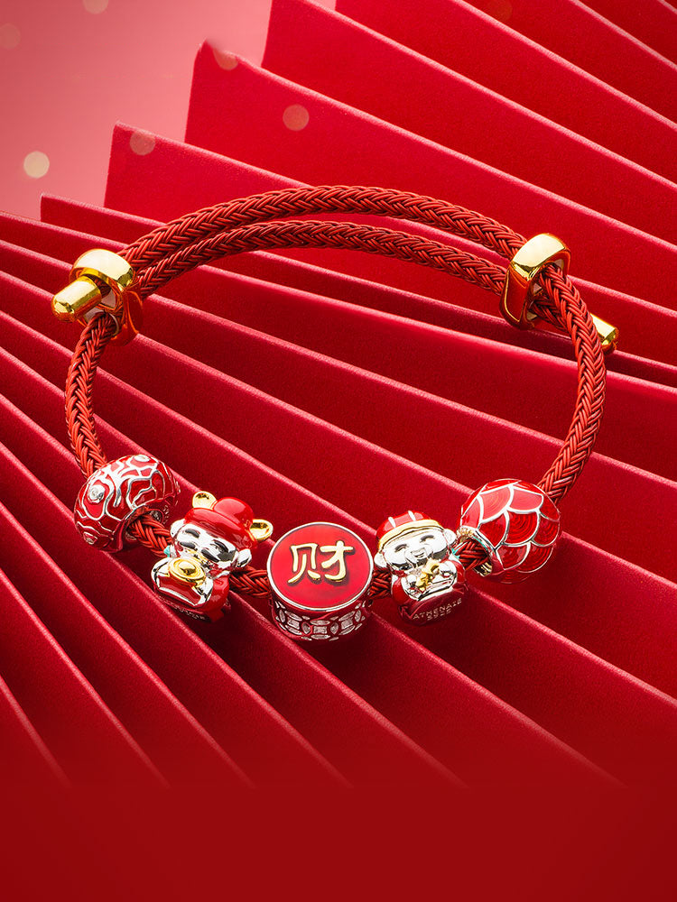 Fortune waves charm bead paired with bracelet charms