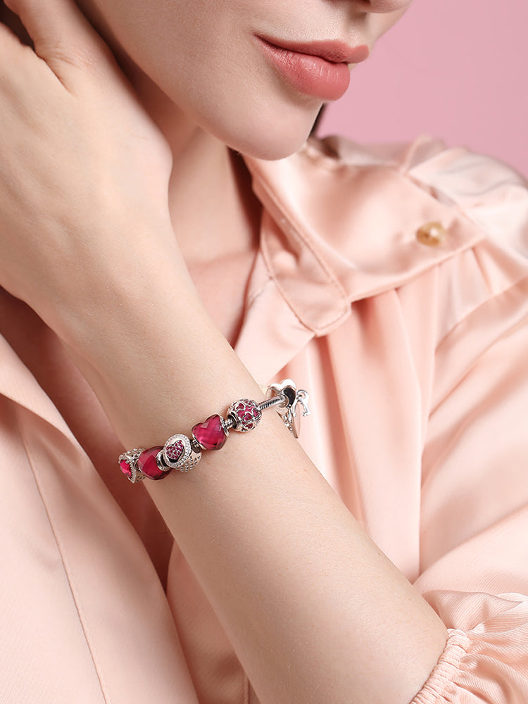 Lifestyle bracelet look featuring Crimson Four Leaf Clover charm bead