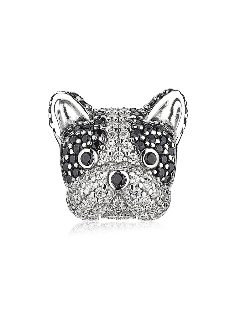 French Bulldog charm in 925 sterling silver with pavé CZ by ATHENAIE