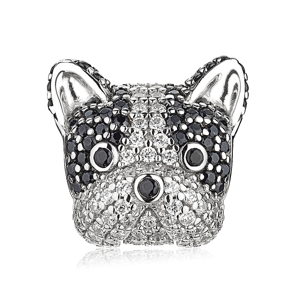 French Bulldog Puppy Silver Charm - Front View