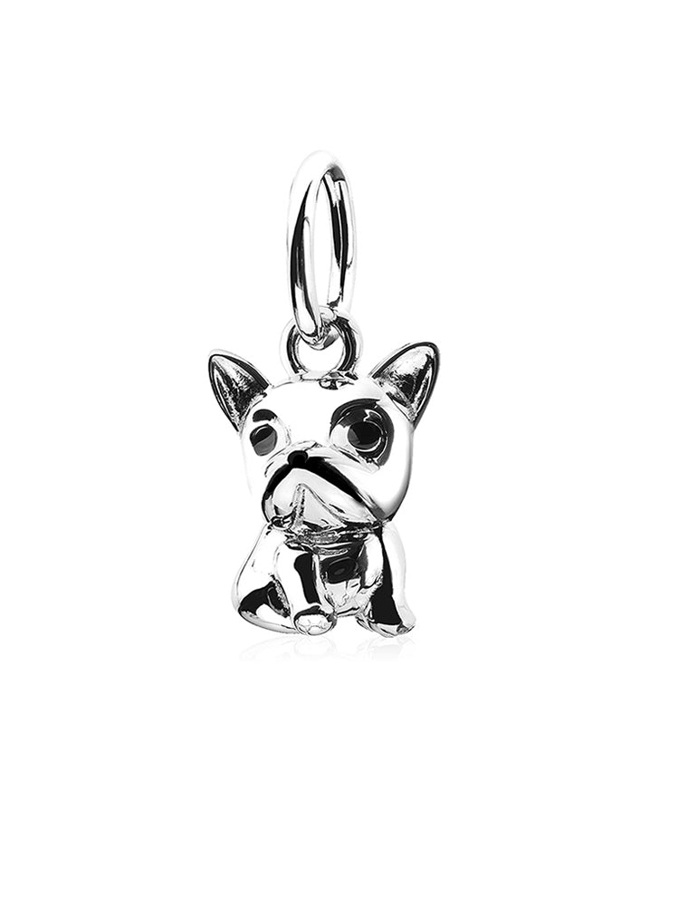 Frenchie Love dog dangle charm inspired by French bulldog front view
