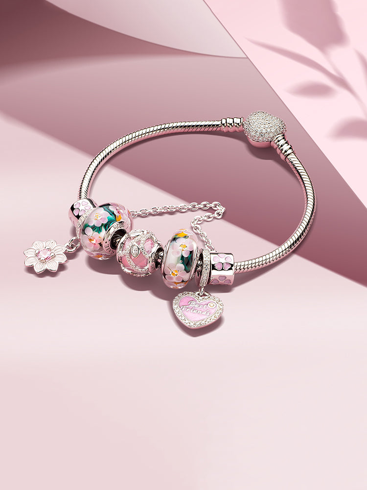 Friendship charm pendant styled on sterling silver charm bracelet