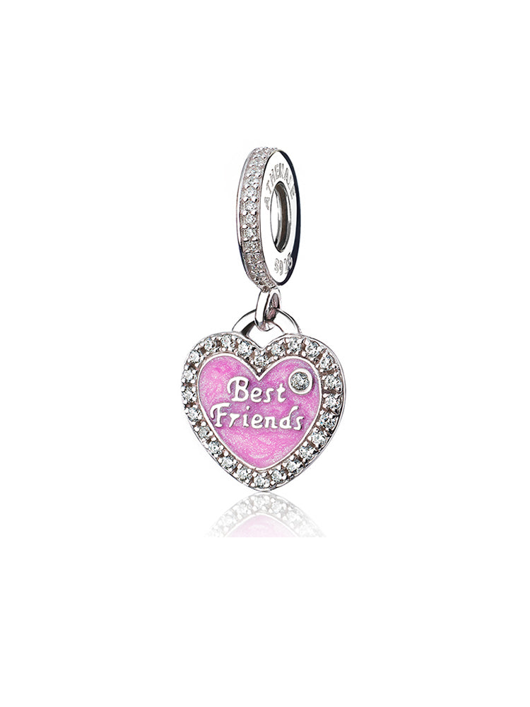 Friendship charm pendant in 925 sterling silver with enamel and CZ by ATHENAIE