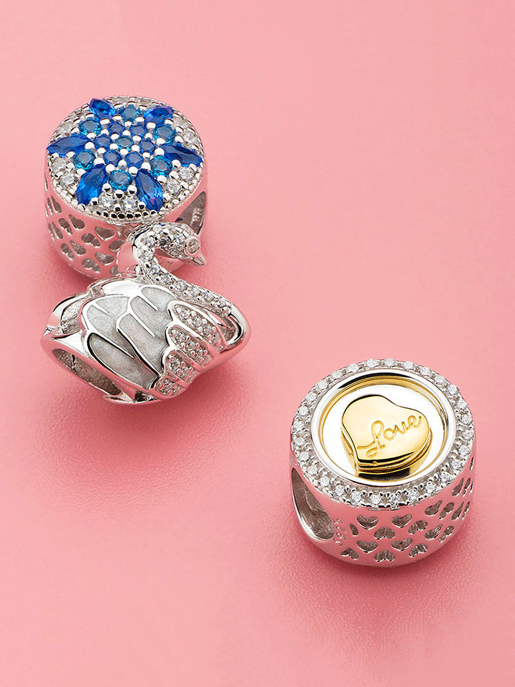 Gold heart charm bracelet bead styled on European charm bracelet by ATHENAIE