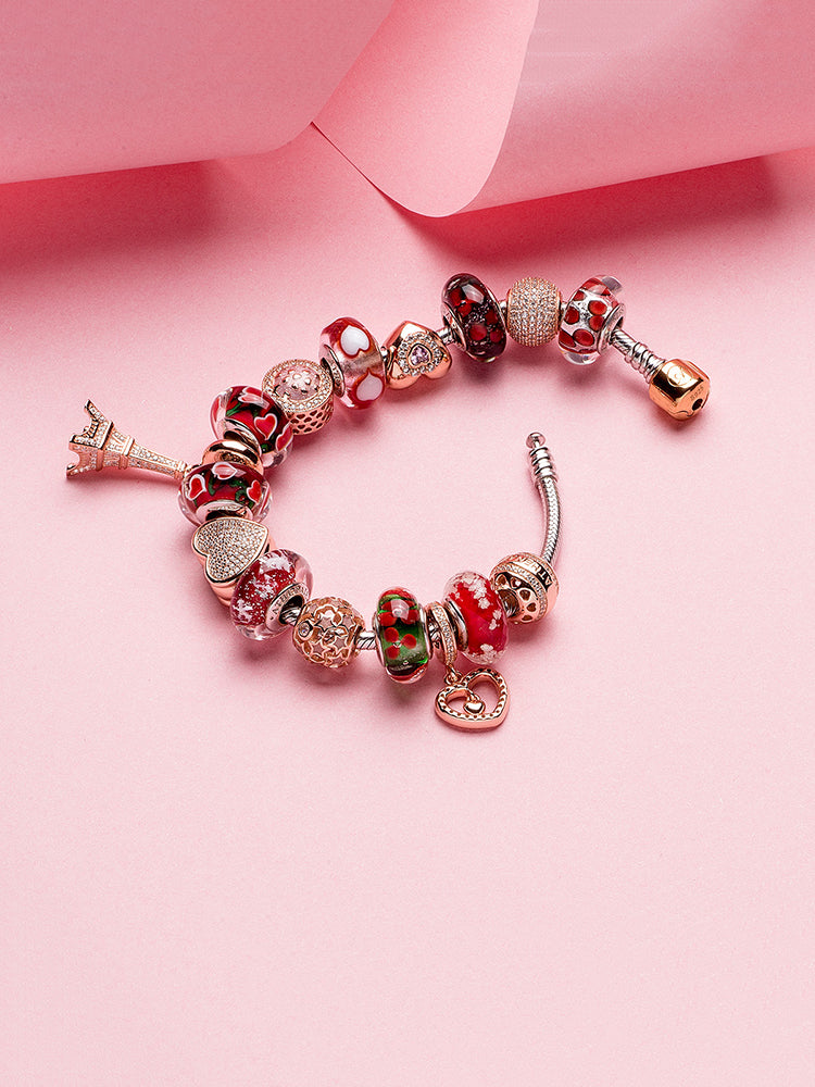 Gold heart charm bead jewelry styling by ATHENAIE