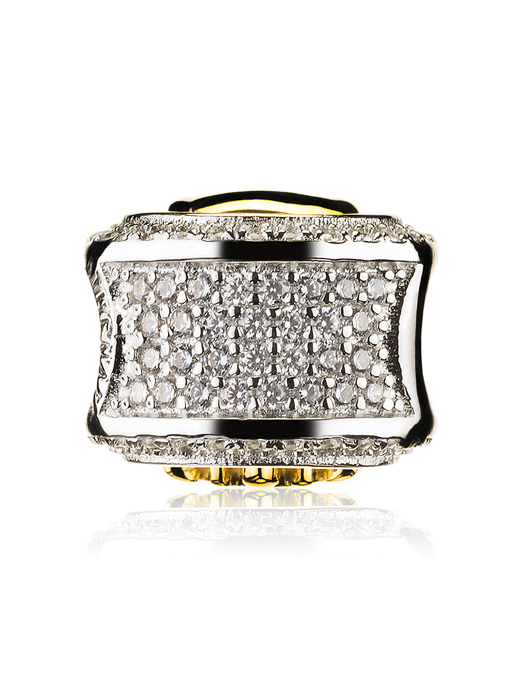 Gold-tone crown charm, side view