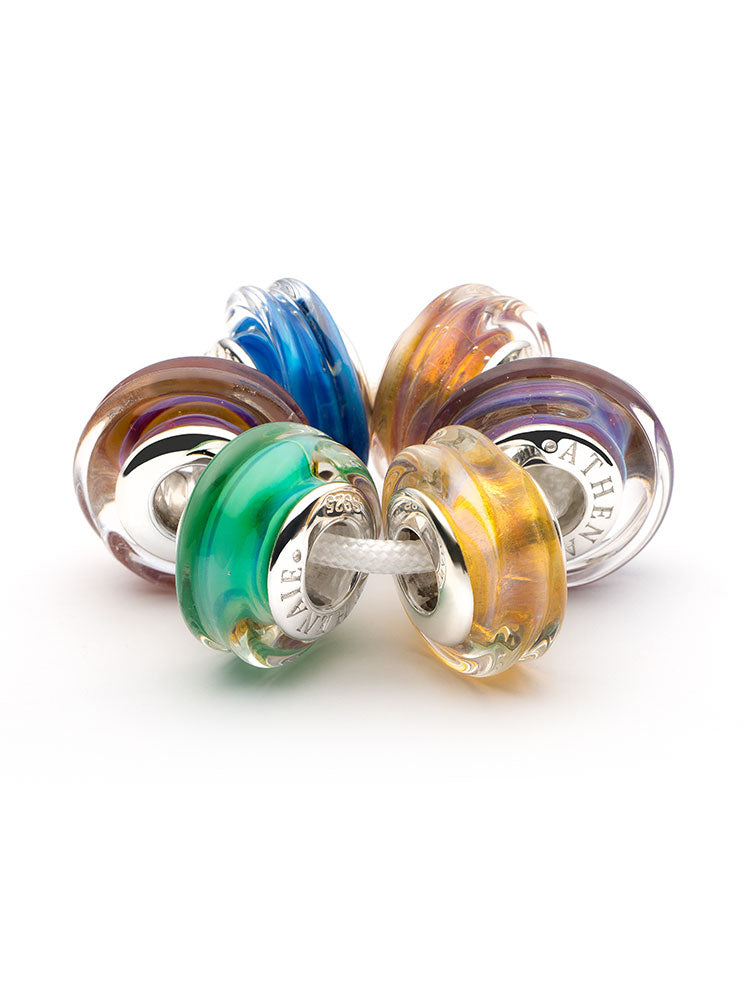 Golden amber Murano glass charm bead bracelet styling