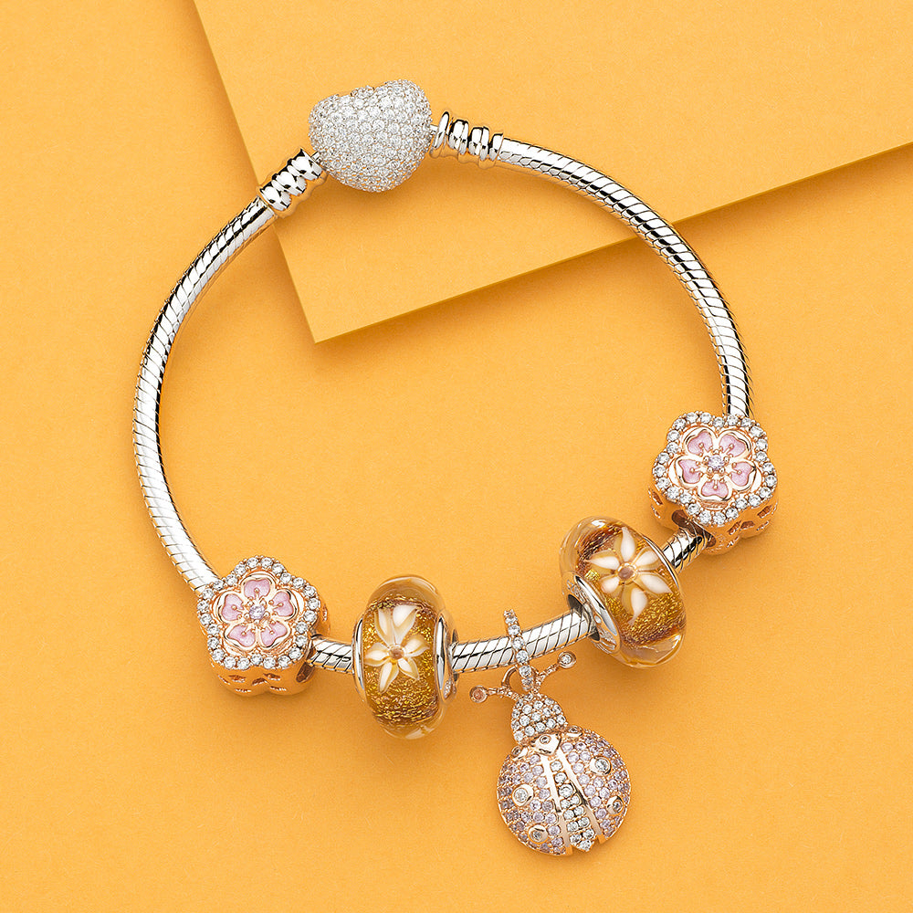 Golden Daisy Murano Glass Charm with European-style Bracelet – Styling Suggestion by ATHENAIE