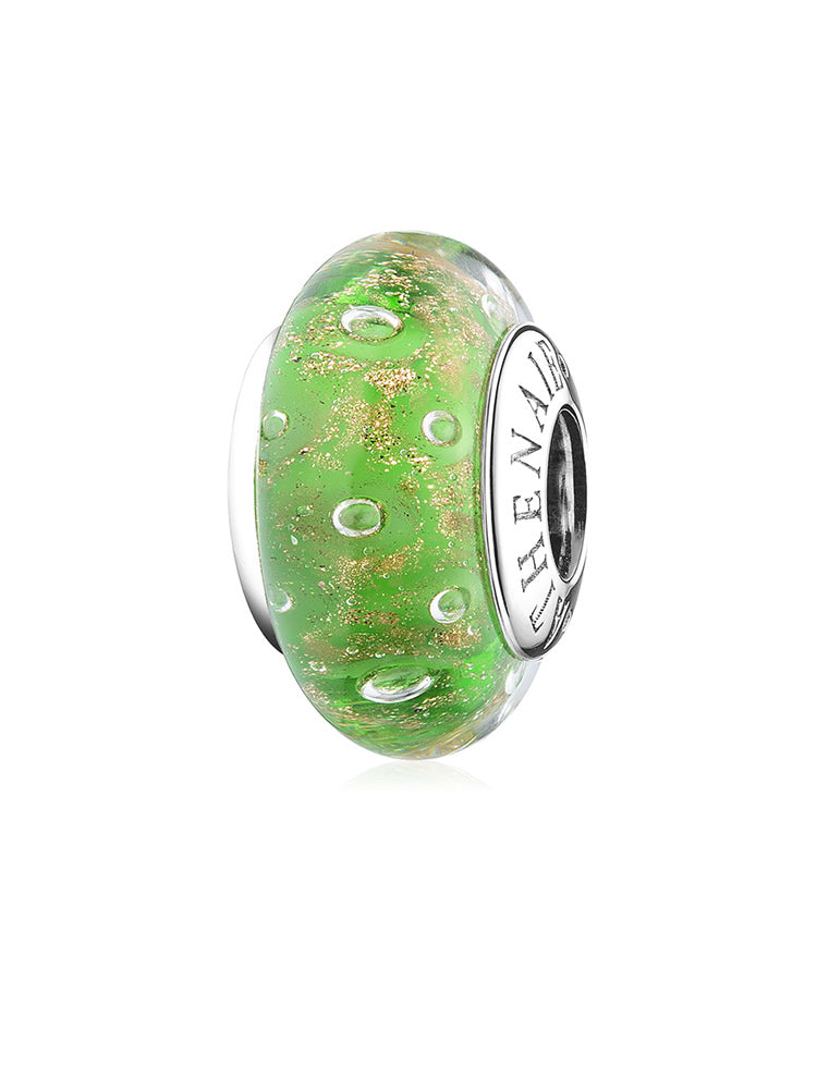 Golden Dew Murano glass charm bead with sterling silver core by ATHENAIE