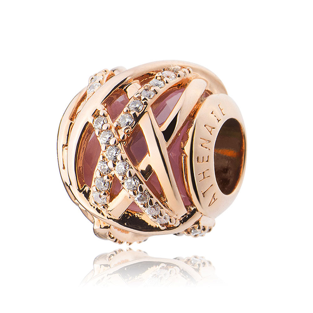 Golden Embrace charm bead rose gold plating front view