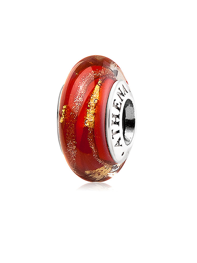 Golden flame murano glass charm bead with gold foil by ATHENAIE