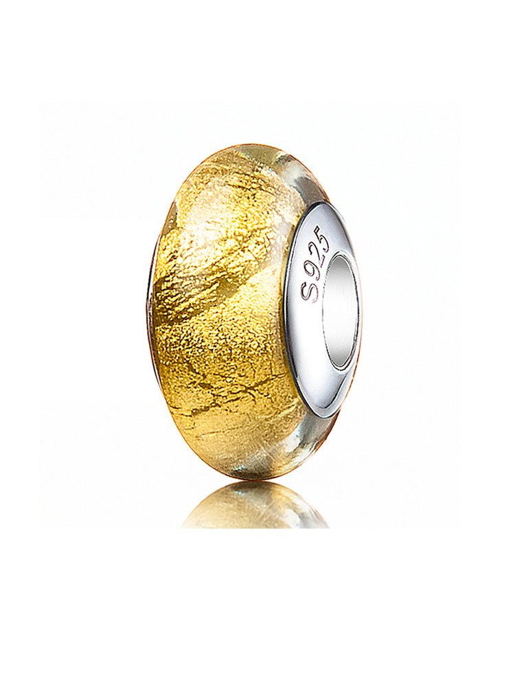 Golden halo murano glass charm with 925 sterling silver core by ATHENAIE