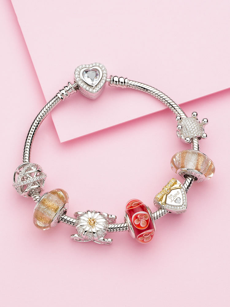 Golden murano glass charm bracelet styling